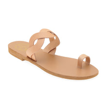 Load image into Gallery viewer, Nude leather sandals with braided strap
