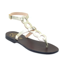 Load image into Gallery viewer, Platinum gold high ankle leather sandals
