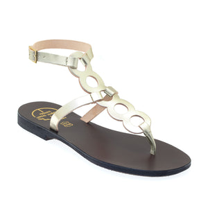 Platinum gold high ankle leather sandals