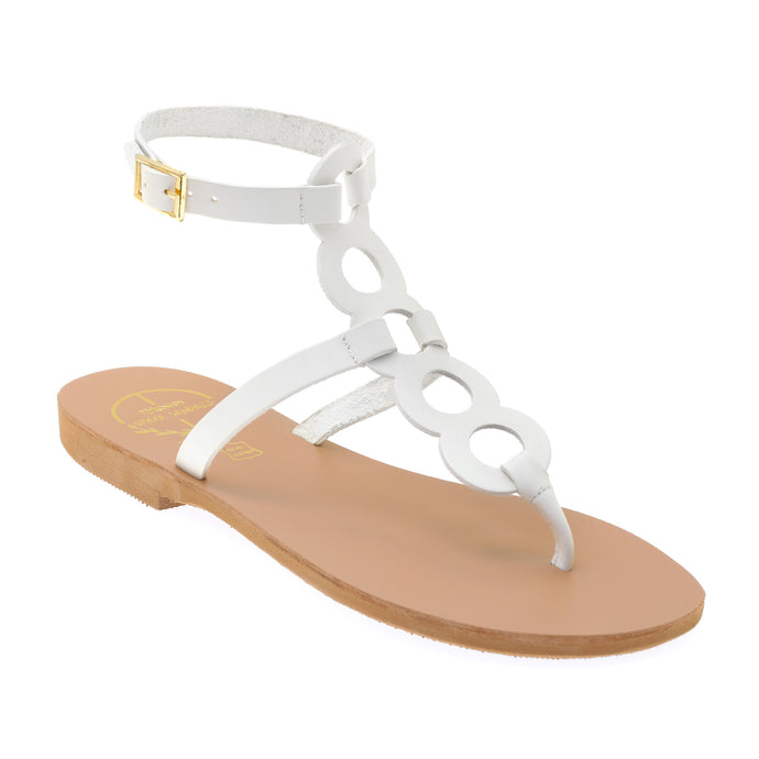 White high ankle leather sandals