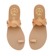 Load image into Gallery viewer, Nude leather sandals with braided strap
