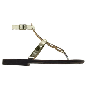 Platinum gold high ankle leather sandals