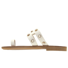 Load image into Gallery viewer, Off white leather sandals with pearl studs
