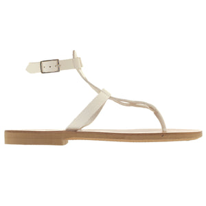 White high ankle leather sandals