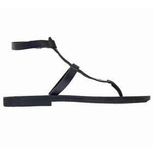 Black high ankle leather sandals