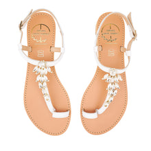Load image into Gallery viewer, white leather sandals with strass 
