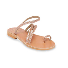 Load image into Gallery viewer, pink gold  women leather sandals
