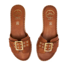 Load image into Gallery viewer, brown women leather sandals with studs
