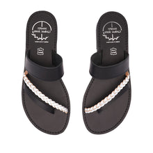 Load image into Gallery viewer, black ancient greek leather sandals for women
