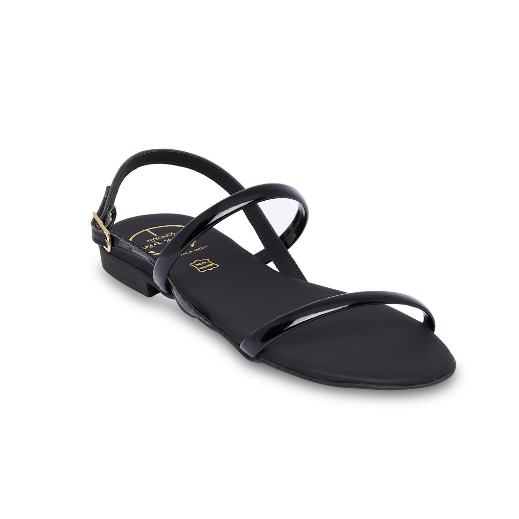 black leather sandals for women