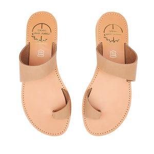 nude nubuck leather sandals