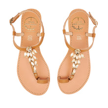 Load image into Gallery viewer, tan leather sandals with strass 
