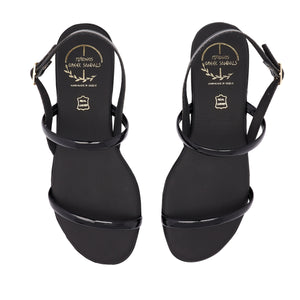 black leather sandals for women