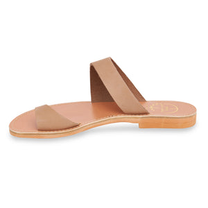 nude nubuck leather sandals