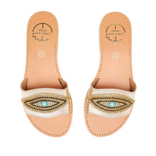 Load image into Gallery viewer, leather sandals with strass for women
