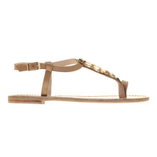 Load image into Gallery viewer, tan leather sandals with strass 
