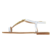 Load image into Gallery viewer, white leather sandals with strass 
