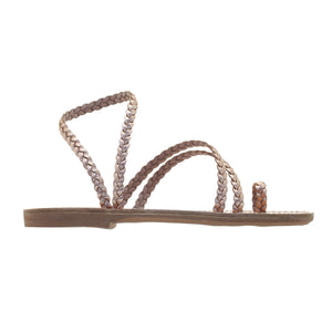 pink gold  women leather ancient greek sandals