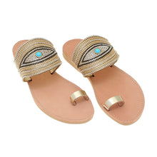 Load image into Gallery viewer, leather sandals with strass for women
