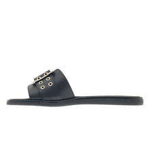 Load image into Gallery viewer, black leather sandals with studs for women
